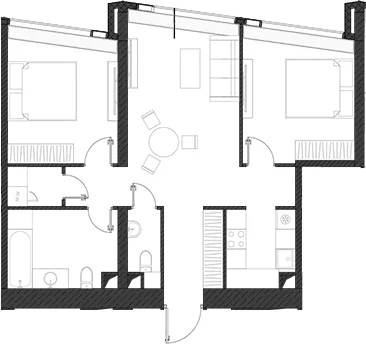 Планировка: Квартира 73,7 м² в ЖК «Дом Дау»