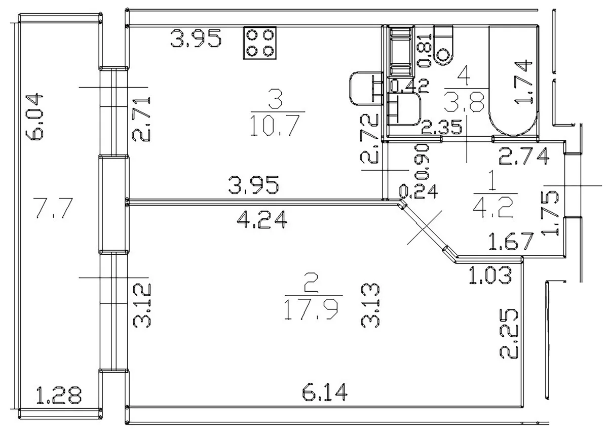Планировка: 1-комнатная квартира 36,7 м² в ЖК «Можайский сквер»