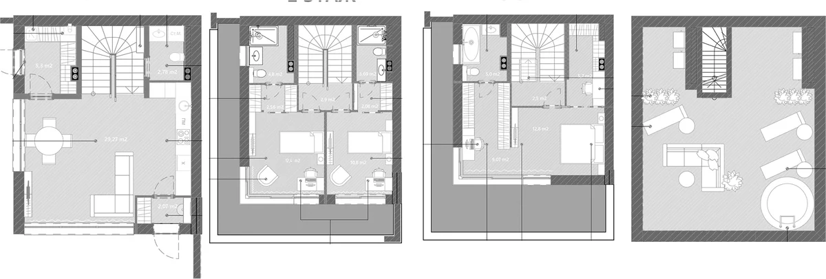 Планировка: Таунхаус 126,3 м² в ЖК «Коттеджный поселок Резиденция присутствия»