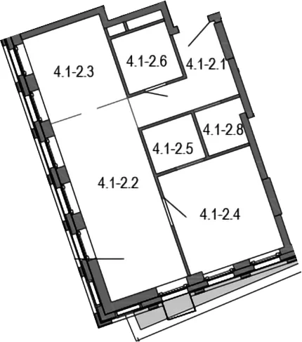 Планировка: Евродвушка 45,1 м² в ЖК «Новые Смыслы»