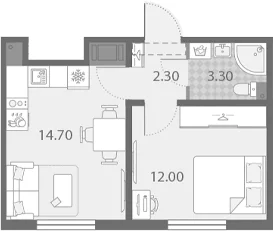 Планировка: Евродвушка 32,1 м² в ЖК «Ржевский парк»