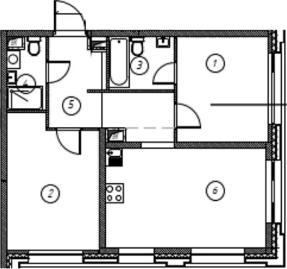 Планировка: Квартира 58,9 м² в ЖК «Ориент Экспресс»