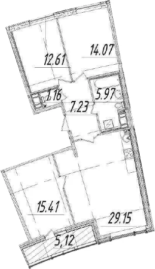 Планировка: Квартира евро-4 86,3 м² в ЖК «Морская набережная»