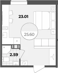 Планировка: Студия 25,6 м² в ЖК «Апарт-отель Лиговский 127»