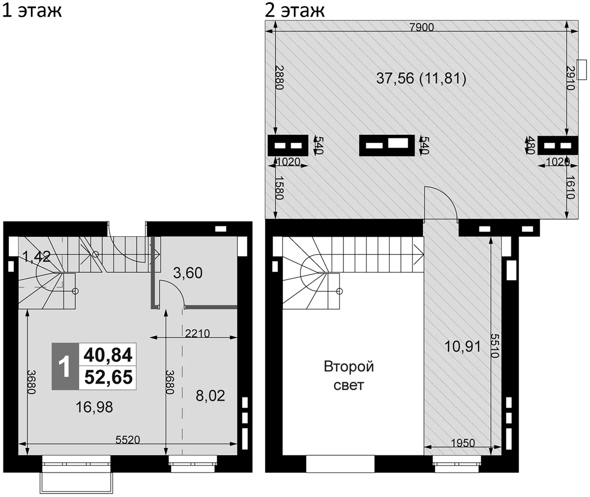 Планировка: Евродвушка 40,8 м² в ЖК «Жаворонки Клаб»