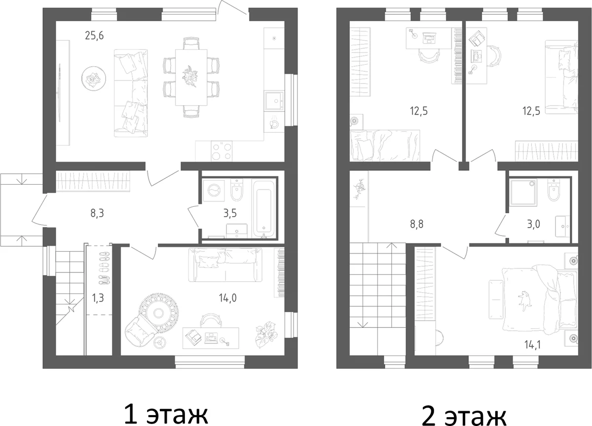 Планировка: Коттедж 122,2 м² в ЖК «Коттеджный поселок Пушкино Дом у воды»