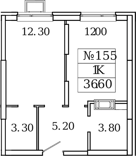 Планировка: 1-комнатная квартира 36,6 м² в ЖК «Видный Берег 2.0»