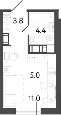 Планировка: Студия 24,2 м² в ЖК «Передвижники 2»