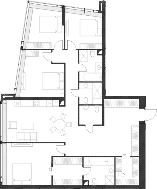 Планировка: Квартира 158,7 м² в ЖК «Дом Дау»