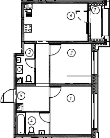 Планировка: Квартира 53,8 м² в ЖК «Ориент Экспресс»