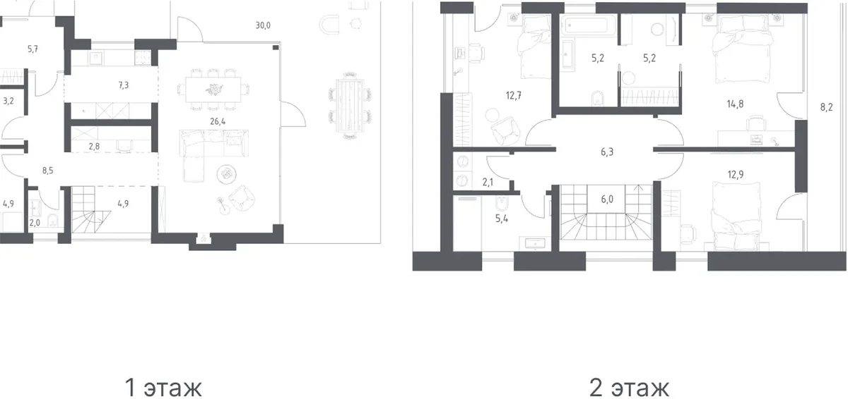 Планировка: Коттедж 168,8 м² в ЖК «Коттеджный поселок ПОРТ ЭММ»