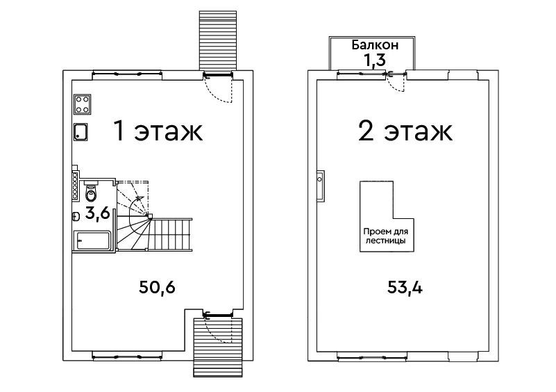 Планировка: Таунхаус 107,6 м² в ЖК «Квартал таунхаусов Таун Град»