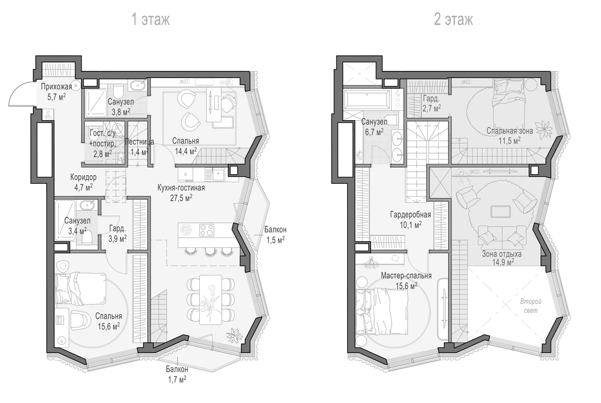 Планировка: Квартира евро-4 116,9 м² в ЖК «Квартал Тишинский бульвар»