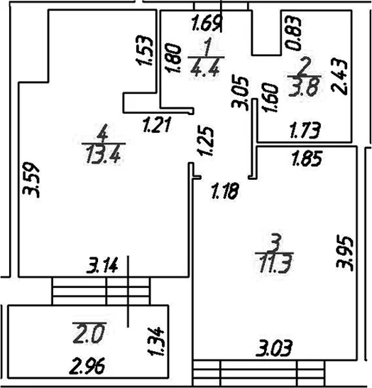 Планировка: 1-комнатная квартира 32,9 м² в ЖК «Графская слобода в Песках»
