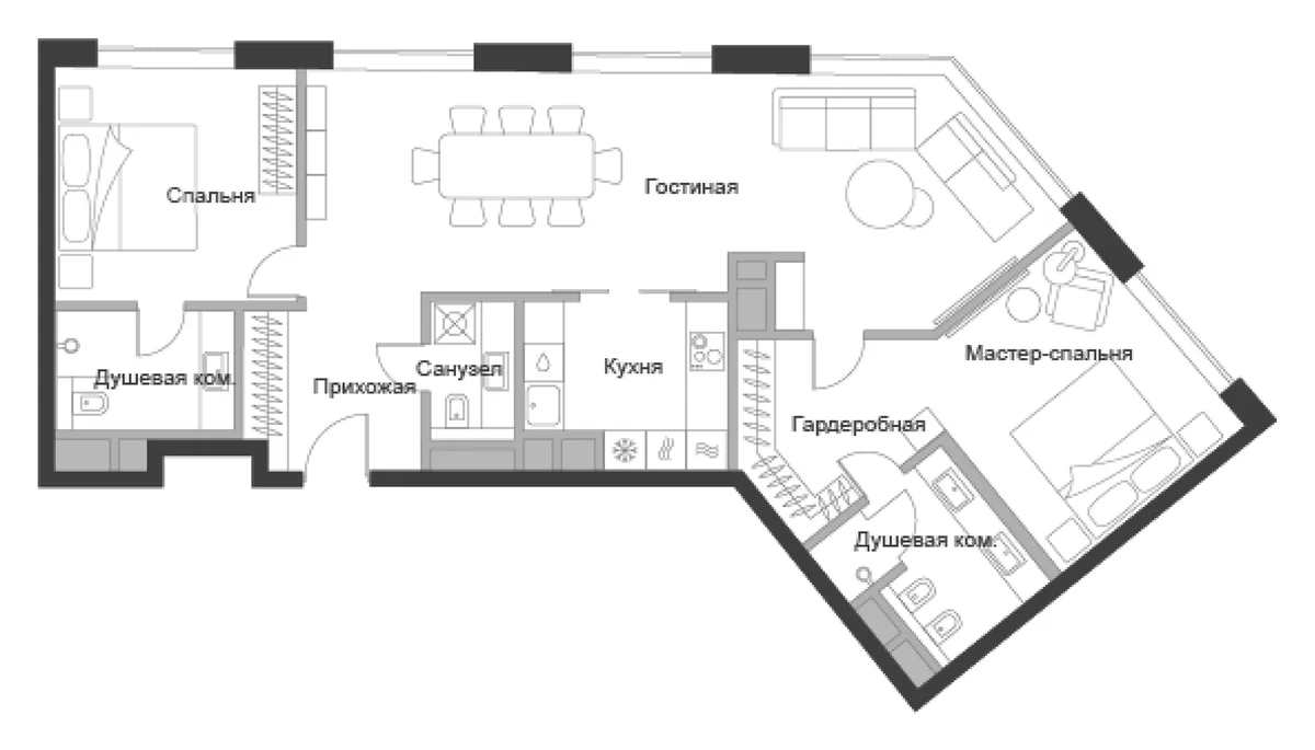 Планировка: Квартира 41,1 м² в ЖК «Дом Чкалов»