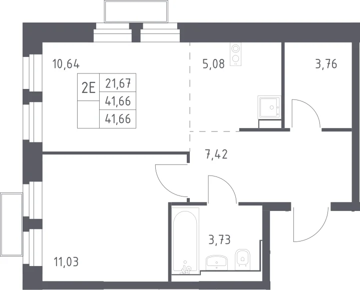 Планировка: Евродвушка 41,7 м² в ЖК «Квартал Строгино»