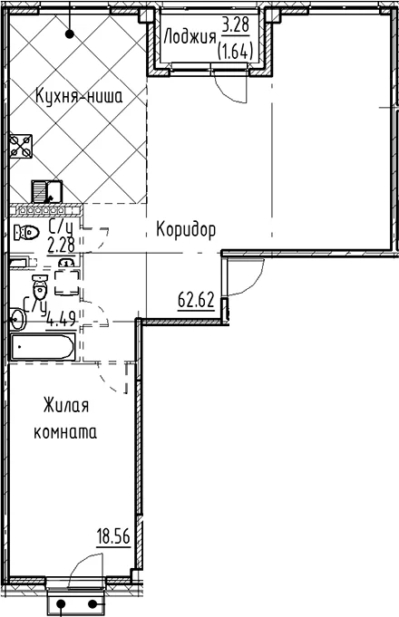 Планировка: Квартира 88 м² в ЖК «Кронфорт»