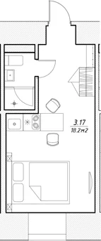 Планировка: Студия 18,2 м² в ЖК «Апарт-отель 3* в Петровском пер., 4»