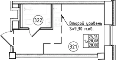 Планировка: Студия 28,1 м² в ЖК «Апарт-отель Фомин»