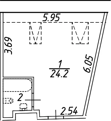 Планировка: Квартира 27,6 м² в ЖК «Печатника Григорьева 16/3»