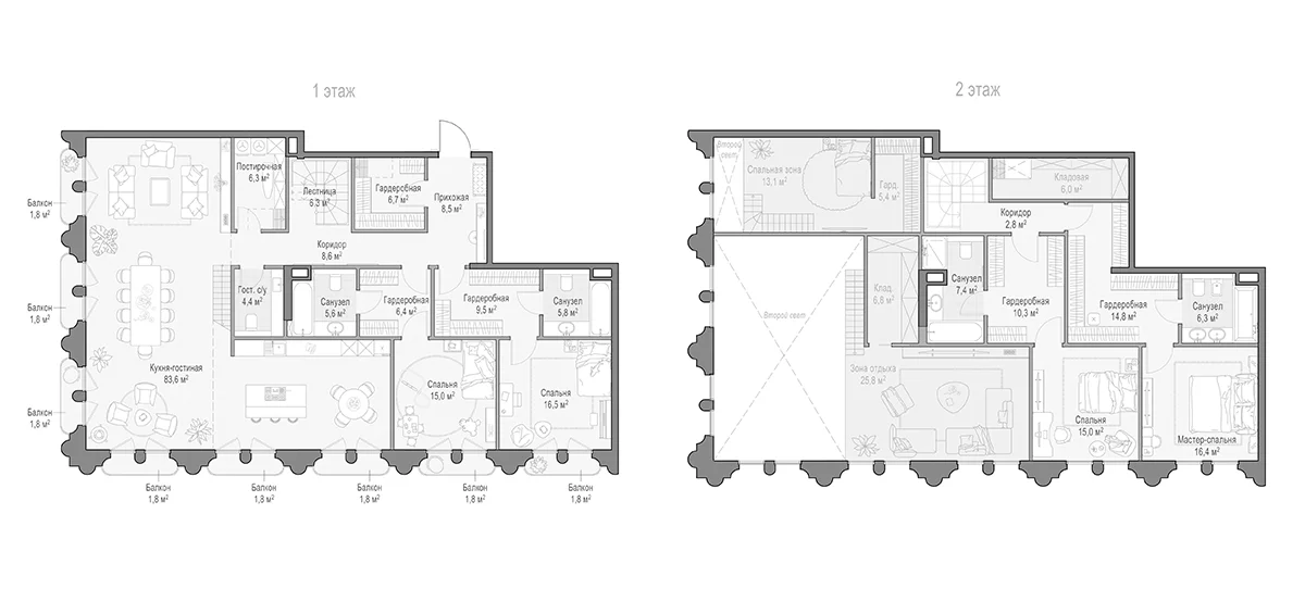 Планировка: 5-комнатная квартира 262,8 м² в ЖК «Клубный квартал Фрунзенский»