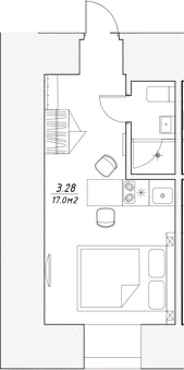 Планировка: Студия 17,9 м² в ЖК «Апарт-отель 3* в Петровском пер., 4»