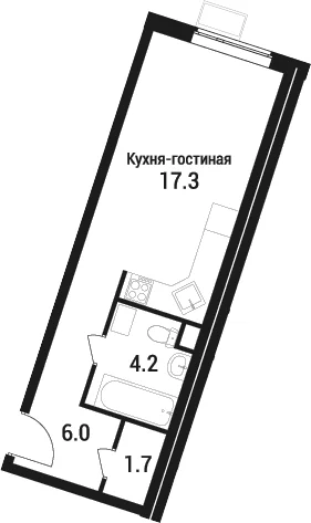 Планировка: Студия 29,2 м² в ЖК «Дом в Малаховке»