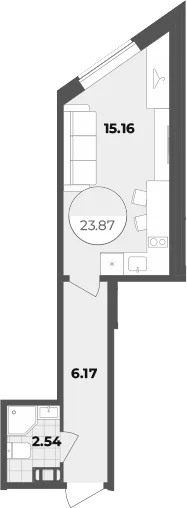 Планировка: Студия 23,9 м² в ЖК «Апарт-отель Лиговский 127»