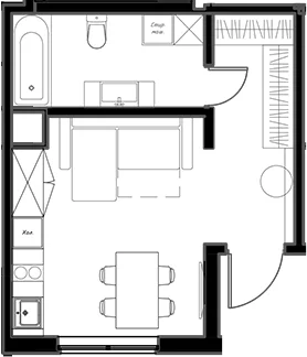 Планировка: Квартира 28,5 м² в ЖК «Мариоки»