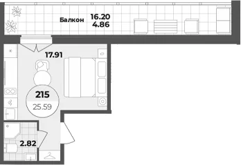 Планировка: Студия 20,7 м² в ЖК «Апарт-отель Лиговский 127»