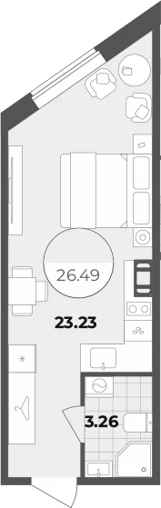 Планировка: Студия 26,5 м² в ЖК «Апарт-отель Лиговский 127»