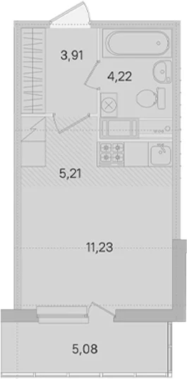 Планировка: Студия 24,6 м² в ЖК «Ясно.Янино»