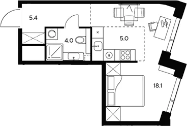Планировка: Студия 32,5 м² в ЖК «НЕКСУС от Аквилон»
