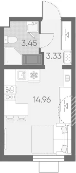 Планировка: Студия 21,7 м² в ЖК «Морская миля»