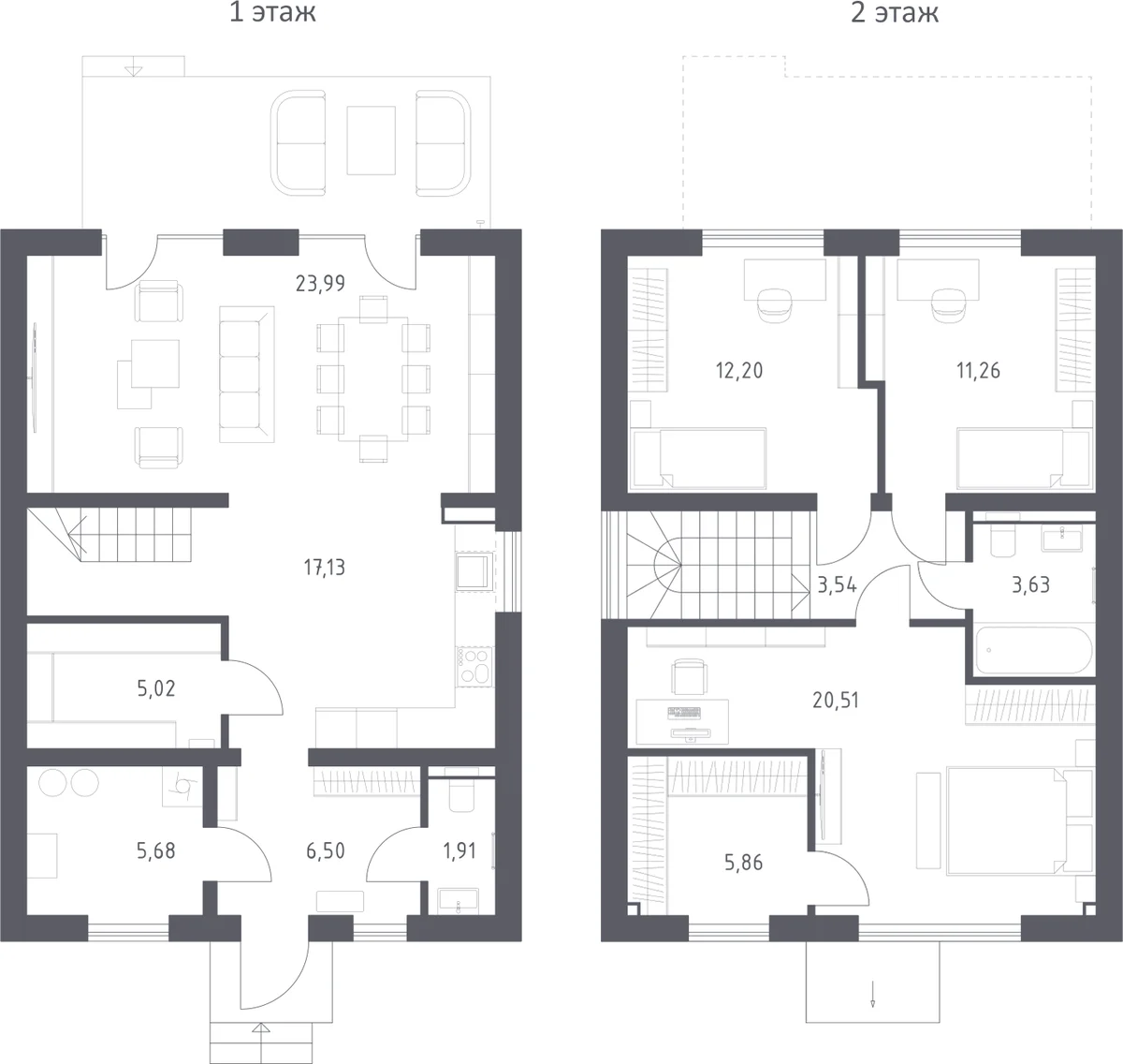 Планировка: Коттедж 113,4 м² в ЖК «Коттеджный поселок Дмитров Дом»