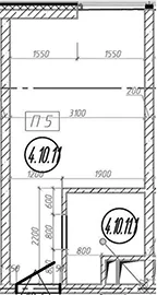 Планировка: Квартира 18,1 м² в ЖК «МФЗ Сантерра»