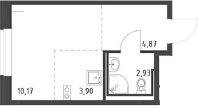 Планировка: Студия 21,9 м² в ЖК «Живи! В Рыбацком»