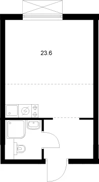 Планировка: Студия 23,6 м² в ЖК «Мичуринский парк»
