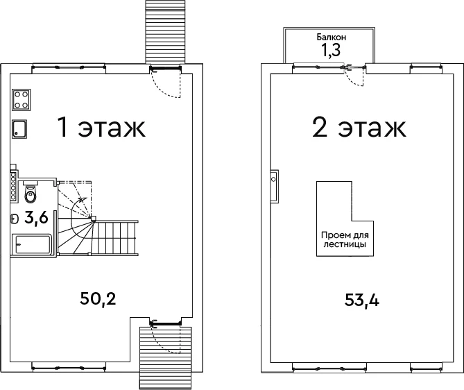 Планировка: Таунхаус 107,2 м² в ЖК «Квартал таунхаусов Таун Град»