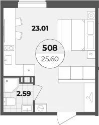 Планировка: Студия 25,6 м² в ЖК «Апарт-отель Лиговский 127»