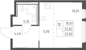 Планировка: Студия 22,8 м² в ЖК «Егорово парк»