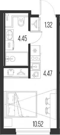 Планировка: Студия 20,8 м² в ЖК «Новая земля»