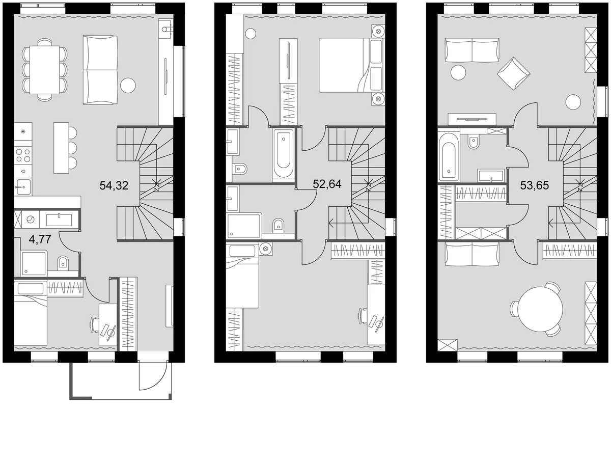 Планировка: Таунхаус 165,4 м² в ЖК «Мартемьяново Клаб»