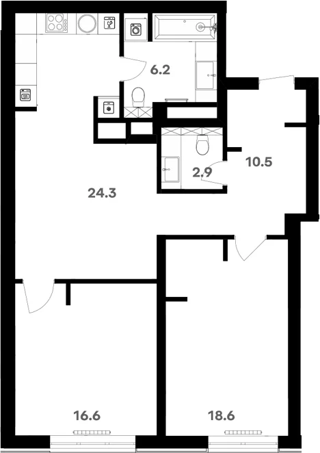 Планировка: Квартира 80,8 м² в ЖК «RIVER HOUSE Щелково»