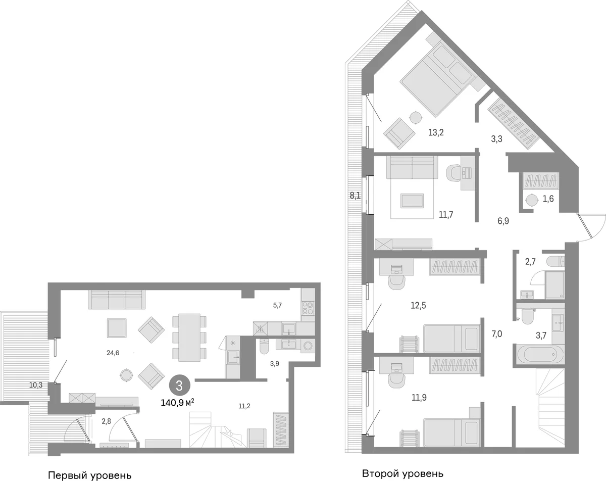 Планировка: 4-комнатная квартира 122,5 м² в ЖК «Северный ветер»