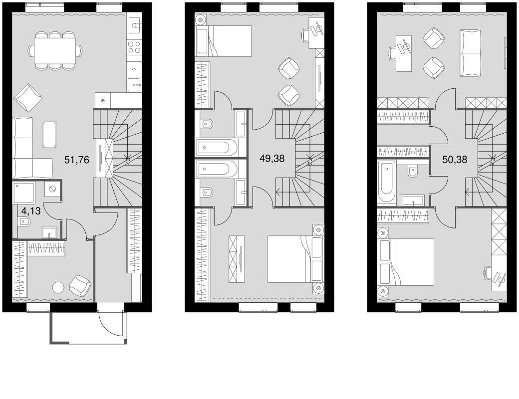 Планировка: Таунхаус 155,7 м² в ЖК «Мартемьяново Клаб»
