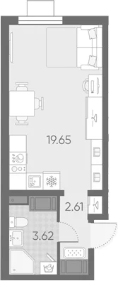 Планировка: Студия 25,9 м² в ЖК «Морская миля»