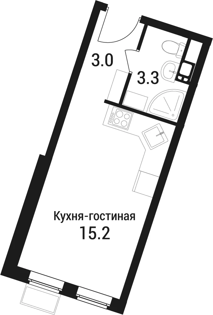 Планировка: Студия 21,5 м² в ЖК «Дом в Малаховке»