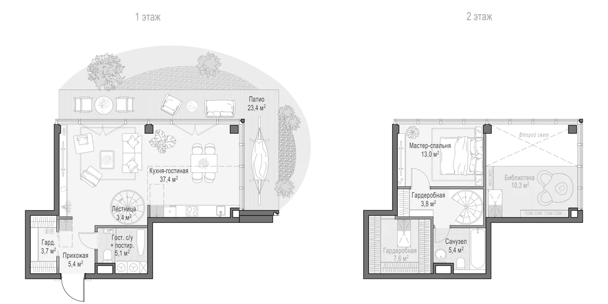 Планировка: Евродвушка 77,7 м² в ЖК «Клубный квартал Фрунзенский»