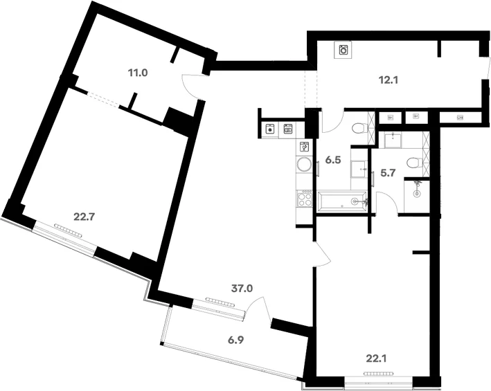Планировка: Квартира 121 м² в ЖК «RIVER HOUSE Щелково»